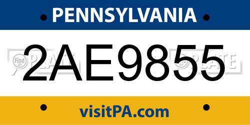 2AE9855 Pennsylvania License Plate