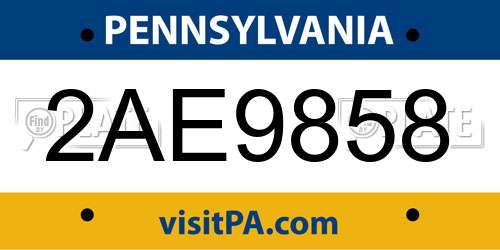 2AE9858 Pennsylvania License Plate