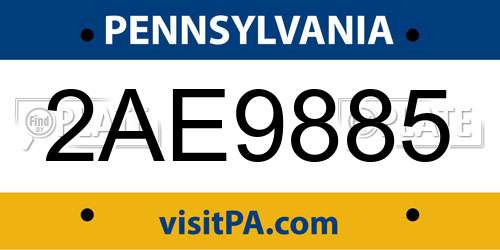 2AE9885 Pennsylvania License Plate