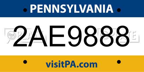 2AE9888 Pennsylvania License Plate