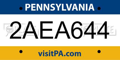 2AEA644 Pennsylvania License Plate