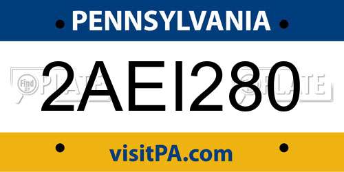 2AEI280 Pennsylvania License Plate