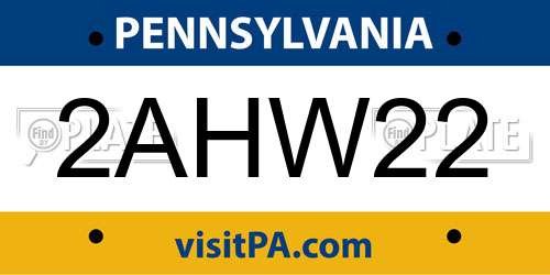 2AHW22 Pennsylvania License Plate