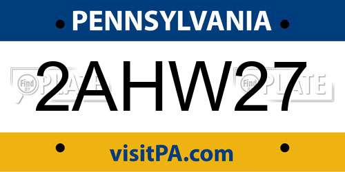 2AHW27 Pennsylvania License Plate