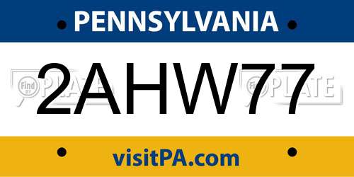 2AHW77 Pennsylvania License Plate