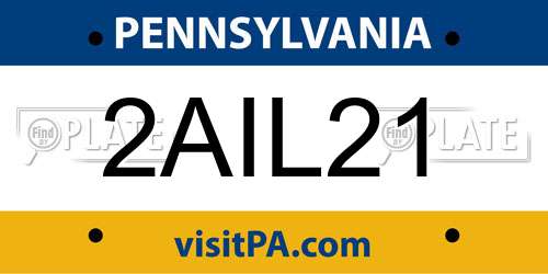 2AIL21 Pennsylvania License Plate