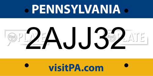 2AJJ32 Pennsylvania License Plate