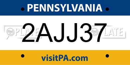 2AJJ37 Pennsylvania License Plate