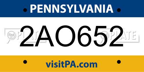 2AO652 Pennsylvania License Plate