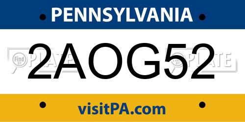 2AOG52 Pennsylvania License Plate