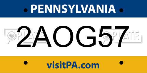 2AOG57 Pennsylvania License Plate