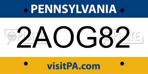 2AOG82 Pennsylvania License Plate