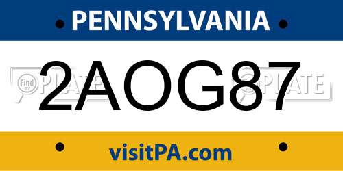 2AOG87 Pennsylvania License Plate