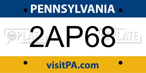 2AP68 Pennsylvania License Plate