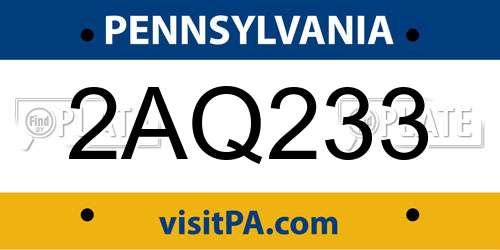 2AQ233 Pennsylvania License Plate