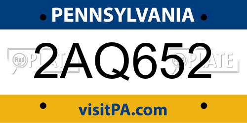 2AQ652 Pennsylvania License Plate