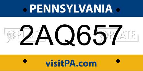 2AQ657 Pennsylvania License Plate