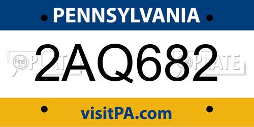 2AQ682 Pennsylvania License Plate