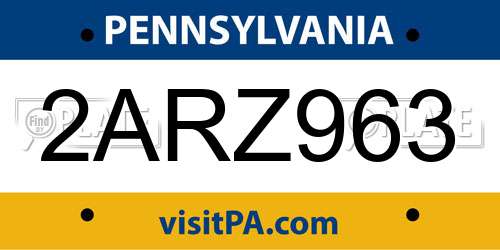 2ARZ963 Pennsylvania License Plate