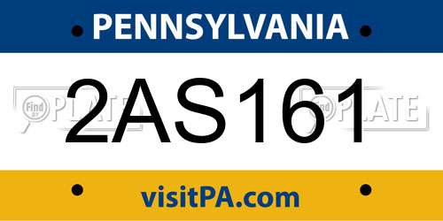 2AS161 Pennsylvania License Plate