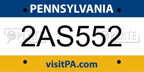 2AS552 Pennsylvania License Plate