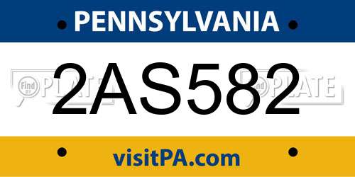 2AS582 Pennsylvania License Plate