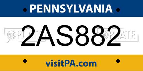 2AS882 Pennsylvania License Plate