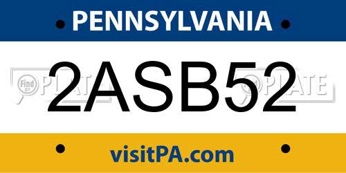 2ASB52 Pennsylvania License Plate