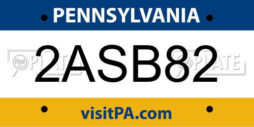 2ASB82 Pennsylvania License Plate