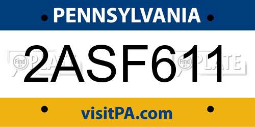2ASF611 Pennsylvania License Plate