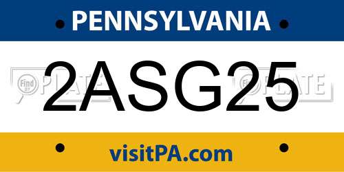 2ASG25 Pennsylvania License Plate