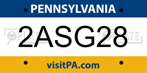 2ASG28 Pennsylvania License Plate
