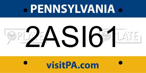 2ASI61 Pennsylvania License Plate