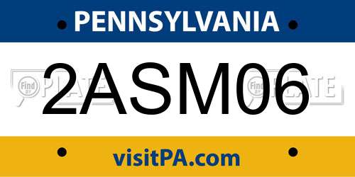 2ASM06 Pennsylvania License Plate