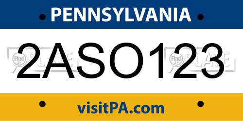 2ASO123 Pennsylvania License Plate