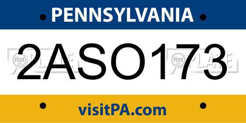 2ASO173 Pennsylvania License Plate