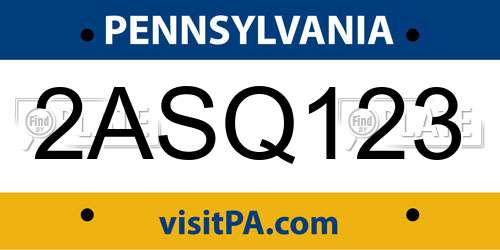 2ASQ123 Pennsylvania License Plate
