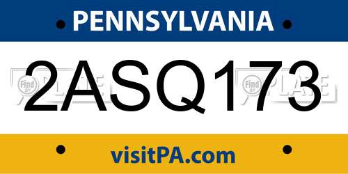 2ASQ173 Pennsylvania License Plate