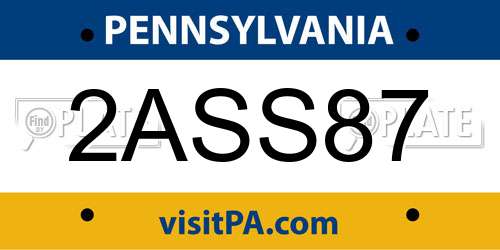2ASS87 Pennsylvania License Plate