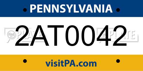 2AT0042 Pennsylvania License Plate