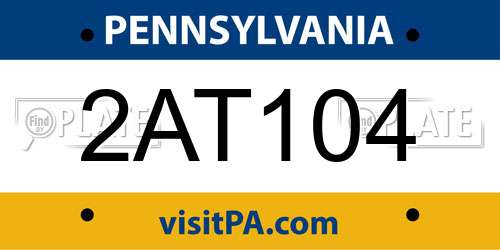 2AT104 Pennsylvania License Plate
