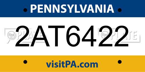 2AT6422 Pennsylvania License Plate