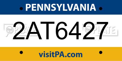 2AT6427 Pennsylvania License Plate