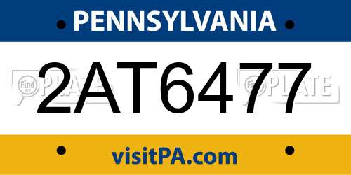 2AT6477 Pennsylvania License Plate