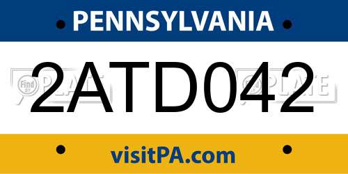 2ATD042 Pennsylvania License Plate