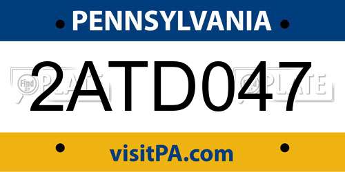 2ATD047 Pennsylvania License Plate