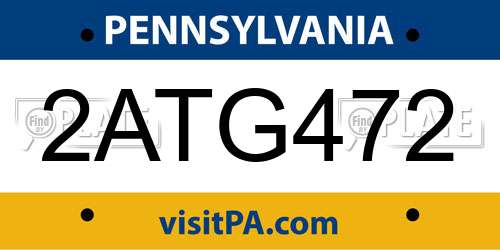 2ATG472 Pennsylvania License Plate