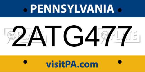 2ATG477 Pennsylvania License Plate