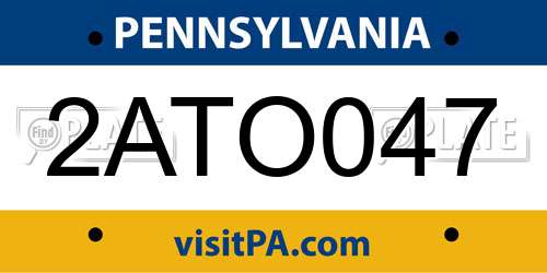 2ATO047 Pennsylvania License Plate