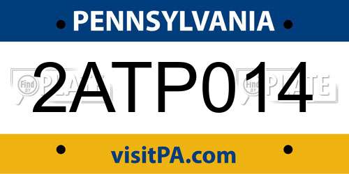 2ATP014 Pennsylvania License Plate